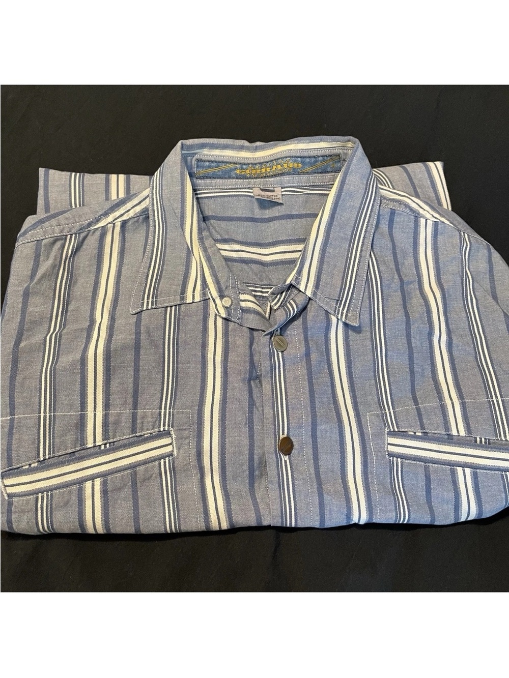 Vtg 90s Marithe Francois Girbaud Button Up Shirt XL Blue Striped Made in USA